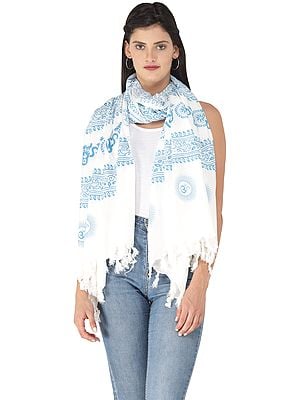 Hindu Prayer Shawl with Printed Sri Ram Jai Ram Jai Jai Ram Mantra