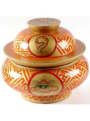 Buddhist Ritual Bowl with the Ten Auspicious Symbols (Ashtamangala)