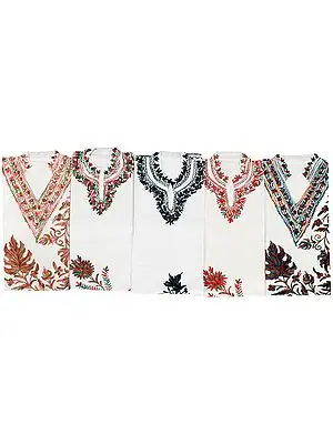 Lot of Five Tops with Kashmiri Embroidery by Hand