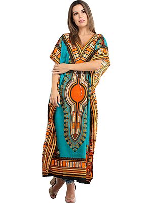 Long Printed Kaftan with Colorful African Print