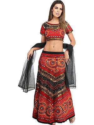 Lehenga Choli from Rajasthan with Thread Work and Sequins