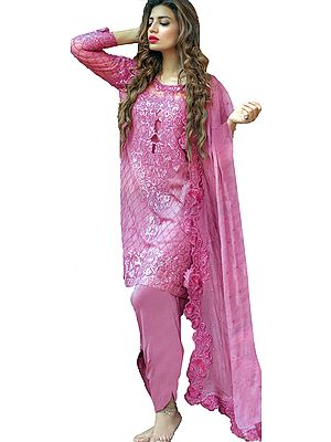 Wild-Orchid Salwar Kameez Suit with Aari Embroidery and Sequins