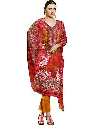 Cayenne Digital-Printed Trouser Salwar Kameez Suit with Chiffon Dupatta