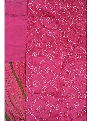 Bandhani Tie-Dye Salwar Kameez Fabric from Gujarat with Chiffon Dupatta