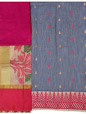 Banarasi Salwar Kameez Fabric with Woven Checks and Bootis
