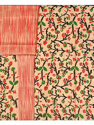 Salwar Kameez Fabric with Foliage Print