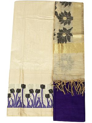 Banarasi Salwar Kameez Fabric with Woven Bootis and Golden Border