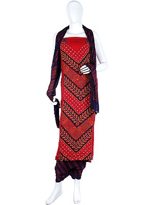 Printed Salwar Kameez Fabric from Kolkata with Kantha Embroidery and Beads