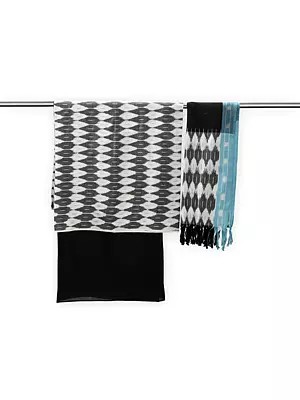 Smoky-Gray Salwar Kameez Fabric from Pochampally with Ikat Weave
