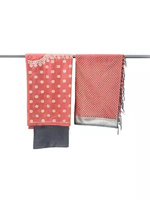 Salwar Kameez Fabric from Banaras with Woven Zari Flowers