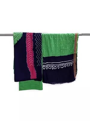 Bandhani Tie-Dye Salwar Kameez Cotton Fabric from Gujarat