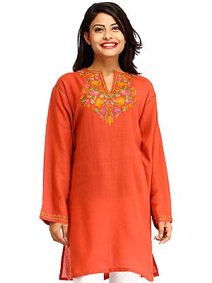 Sharon-Rose Kurti from Kashmir with Aari Hand-Embroidery on Neck