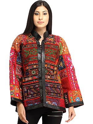 Multicolor Jacket from Kutch with Embroidery All-Over and Mirrors