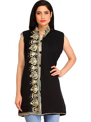Jet-Black Aari Embroidered Jacket from Amritsar