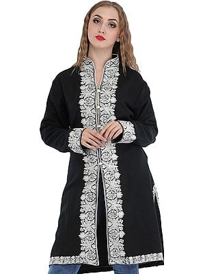 Jacket from Kashmir with Aari-Embroidery on Border