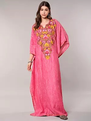 Ari Kaftan from Kashmir with Floral-Embroidery on Neck