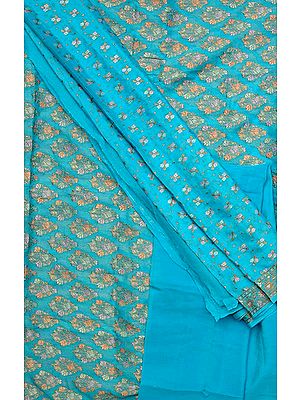 Sky-Blue Banarasi Suit with All-Over Floral Bootis