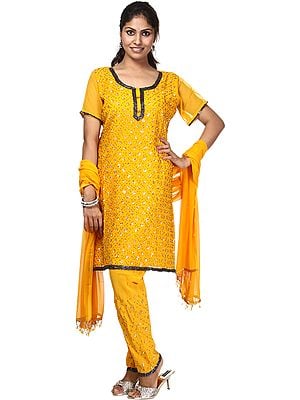 Amber Chudidar Kameez with Embroidered Sequins and Beads
