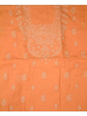 Apricot Chikan Suit with Paisley Bootis