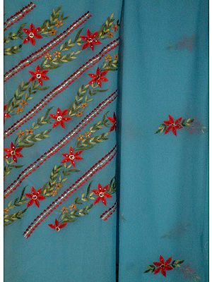 Arizona Blue Suit with Floral Embroidery