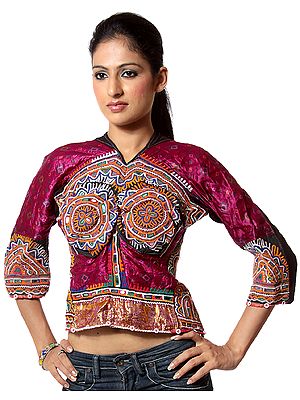 Purple Choli from Kutch with Aari Embroidery