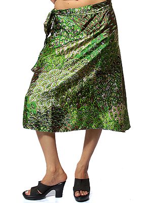 Green Wrap-Around Printed Skirt