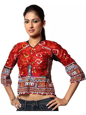 Red Choli from Kutch with Aari Embroidery