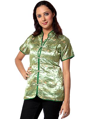 Green Brocaded Jacket from Sikkim