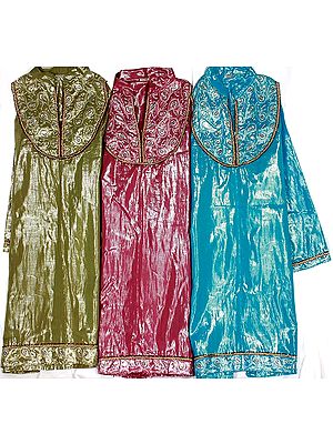 Lot of Three Shummer Kurtis with Aari Embroidery and Sequins