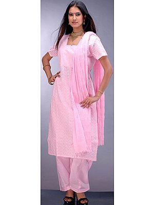 Baby Pink Chikan Suit