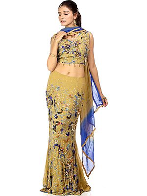 Beige Wedding Lehenga Choli with Beadwork and Sequins
