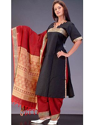 Black and Red South Cotton Suit