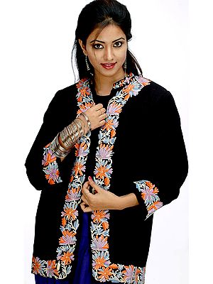 Black Aari Jacket with Kahmiri Embroidery