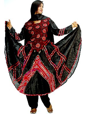 Black Gypsy Flair Suit with Mirrors and Bells