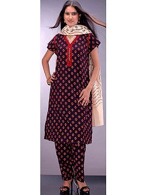 Block-Printed Pure Cotton Suit