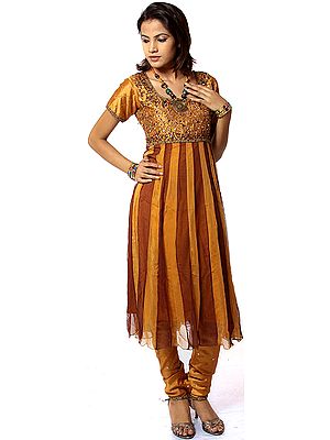 Brown Anarkali Suit with Antique Beadwork