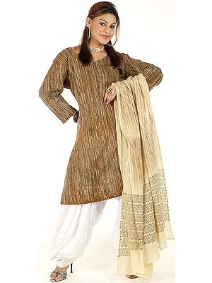 Brown Khadi Suit with Patiala Salwar
