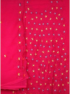 Fuchsia Suit with Floral Embroidery