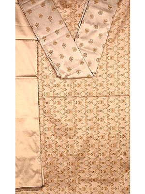 Gray Banarasi Suit with All-Over Brocade Weave