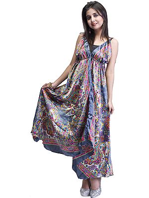Gray Printed Halter-Neck Summer Dress