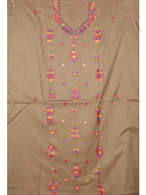 Gray Two-Piece Suit from Kashmir with Aari Embroidered Flowers