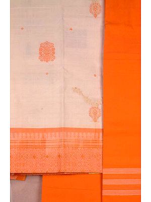 Ivory and Orange Suit with Golden Thread Work