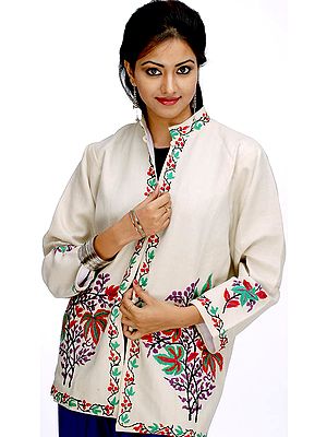 Ivory Jacket with Aari Embroidery