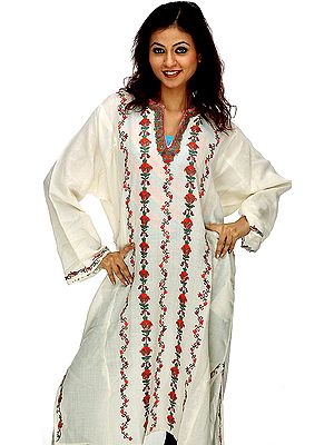 Ivory Kashmiri Phiran with Aari Embroidery