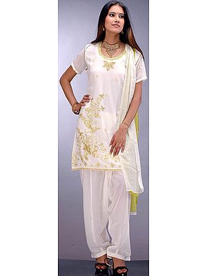 Ivory Suit with Embroidery and Sequins
