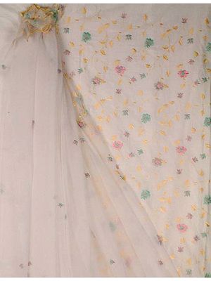 Ivory Suit with Floral Embroidery