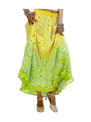 Bandhani Tie-Dye Skirt from Jaipur with Large Sequins