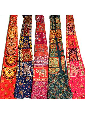 Lot of Five Wrap-Around Sanganeri Printed Skirts