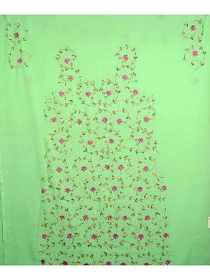 Lime-Green Georgette Suit with Persian Embroidery