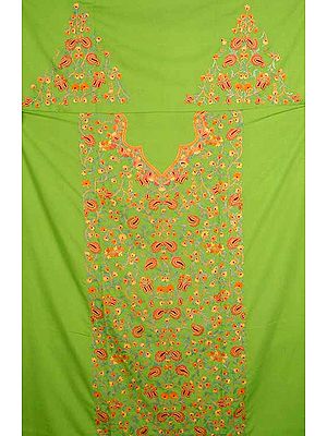 Lime-Green Suit with Aari Embroidery from Kashmir